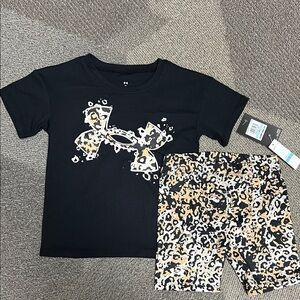 Under Armour Black Tee and Animal Print Shorts 5 NWT